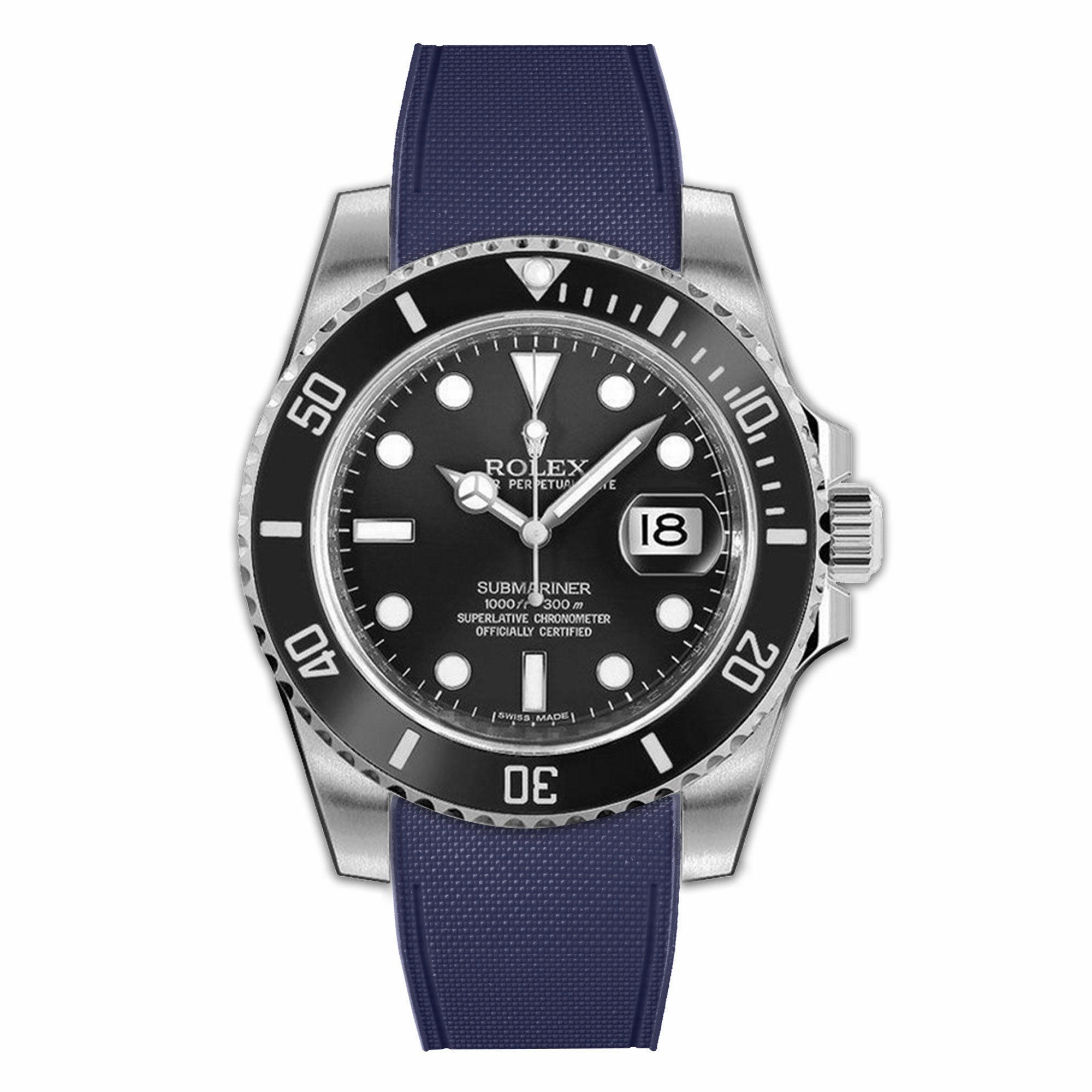Rolex - R Strap Premium  Cordura pattern rubber watch band for Submariner 40mm (pre 2010) non-ceramic & Oyster clasp.