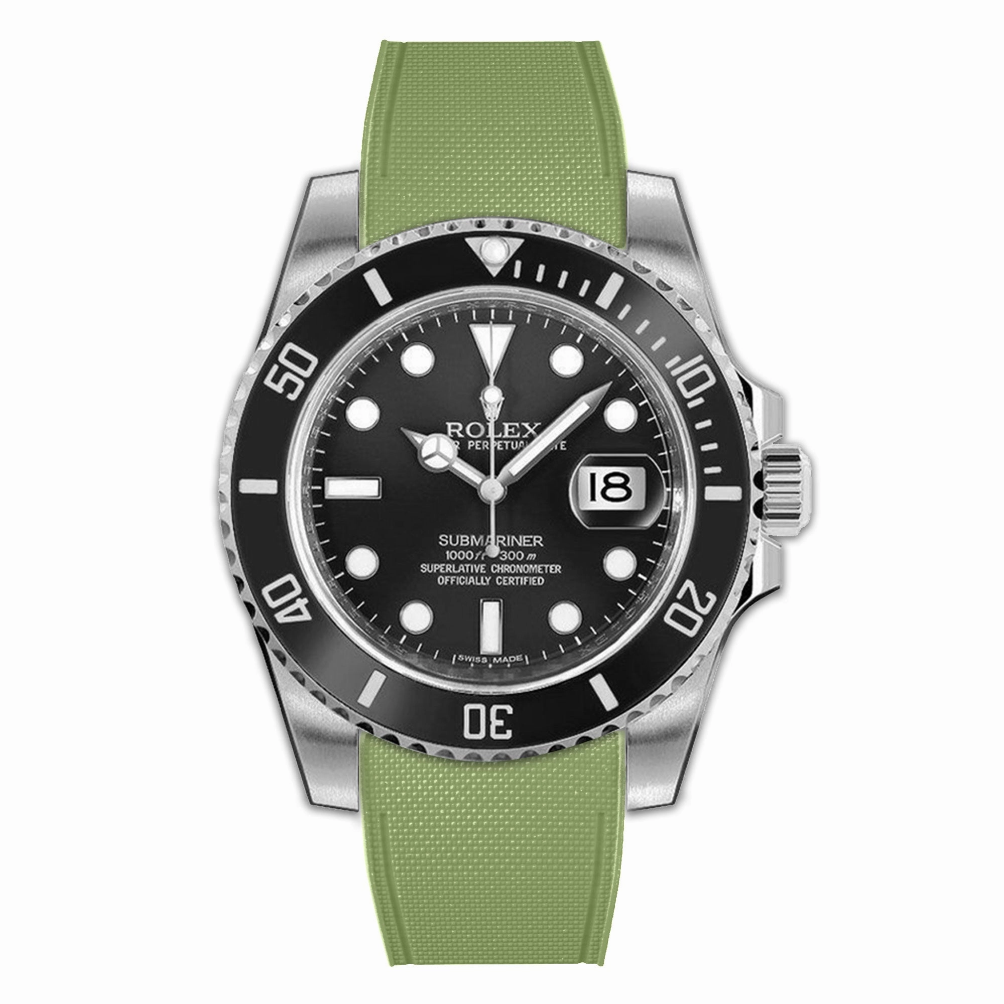 Rolex - R Strap Premium  Cordura pattern rubber watch band for Submariner 40mm (pre 2010) non-ceramic & Oyster clasp.