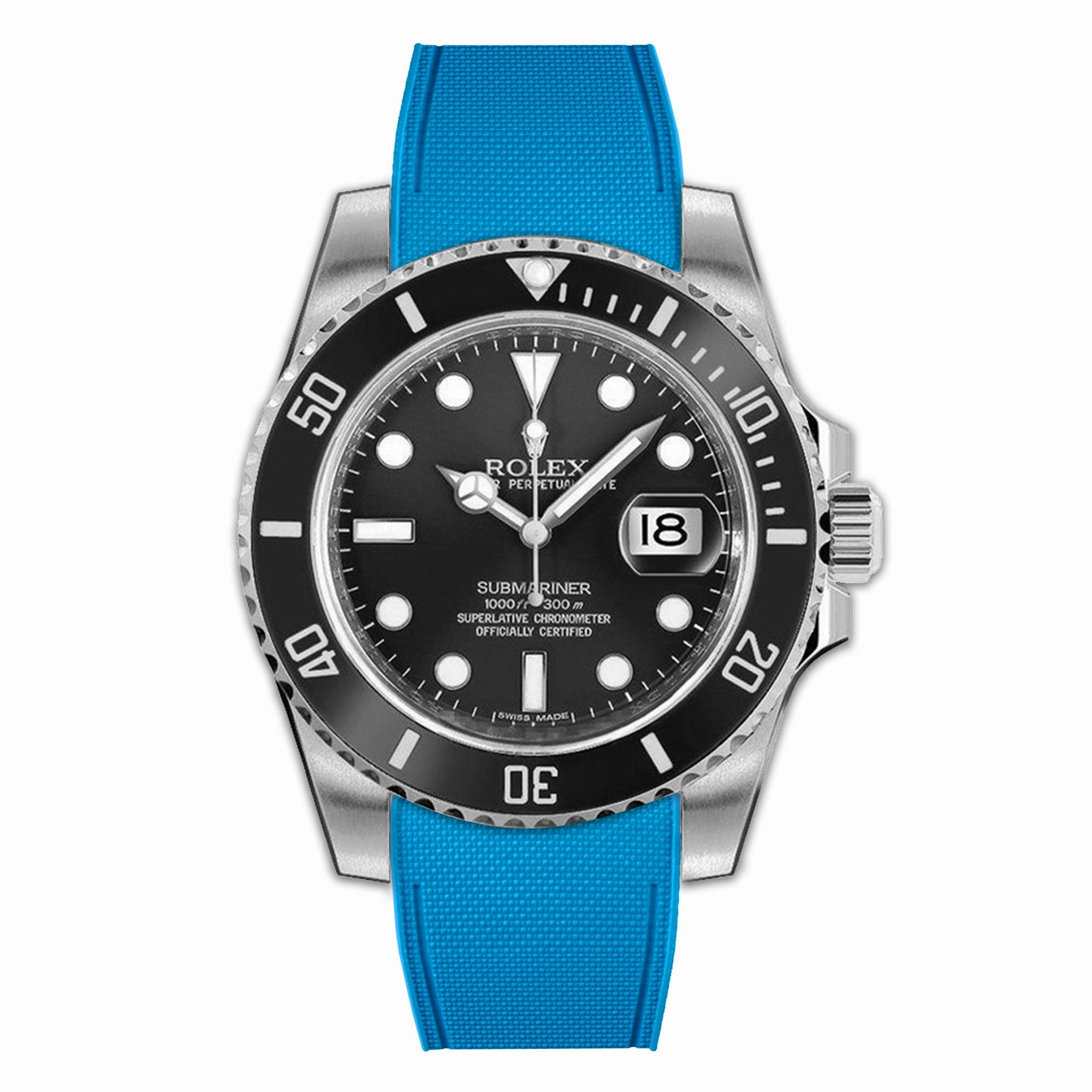 Rolex - R Strap Premium  Cordura pattern rubber watch band for Submariner 40mm (pre 2010) non-ceramic & Oyster clasp.