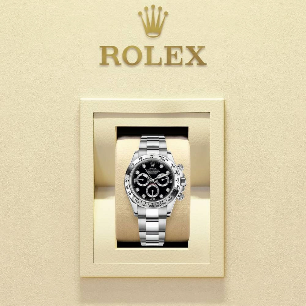 Rolex Cosmograph Daytona 40mm - Ref: 116509-0055 - Black Diamond Dial, 18K White Gold Oyster Bracelet Men's Watch