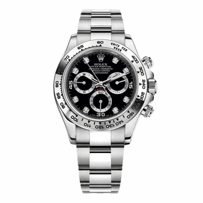 Rolex Cosmograph Daytona 40mm - Ref: 116509-0055 - Black Diamond Dial, 18K White Gold Oyster Bracelet Men's Watch