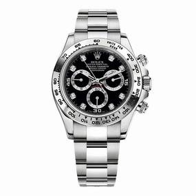 Rolex Cosmograph Daytona 40mm - Ref: 116509-0055 - Black Diamond Dial, 18K White Gold Oyster Bracelet Men's Watch