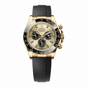 Rolex Cosmograph Daytona 40mm - Ref: 116518ln-0048 - Champagne & Black Index Dial & Ceramic Bezel, 18K Yellow Gold Case Black Oysterflex Bracelet Men's Watch