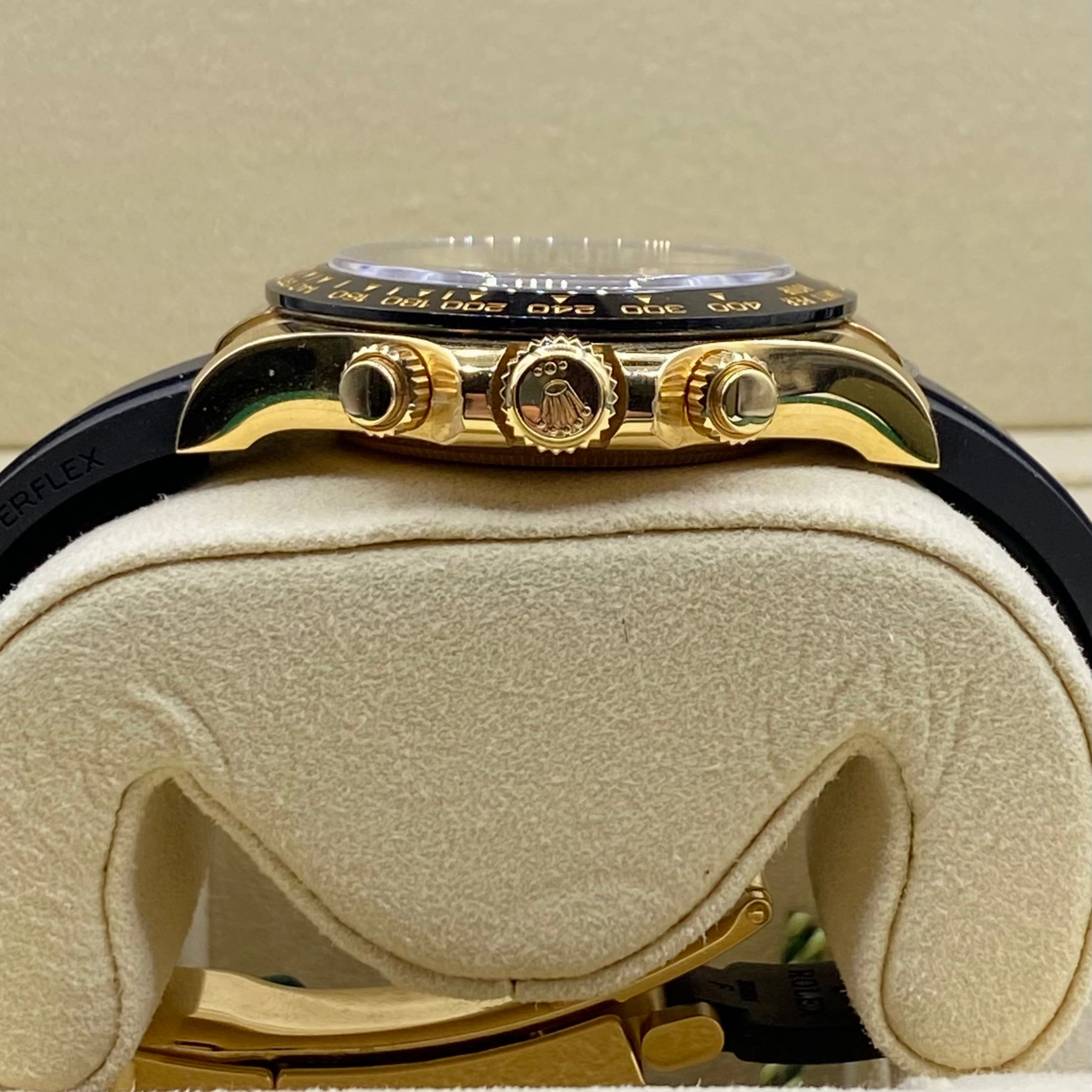 Rolex Cosmograph Daytona 40mm - Ref: 116518ln - Black Diamond Dial & Ceramic Bezel, 18K Yellow Gold Case Black Oysterflex Bracelet Men's Watch
