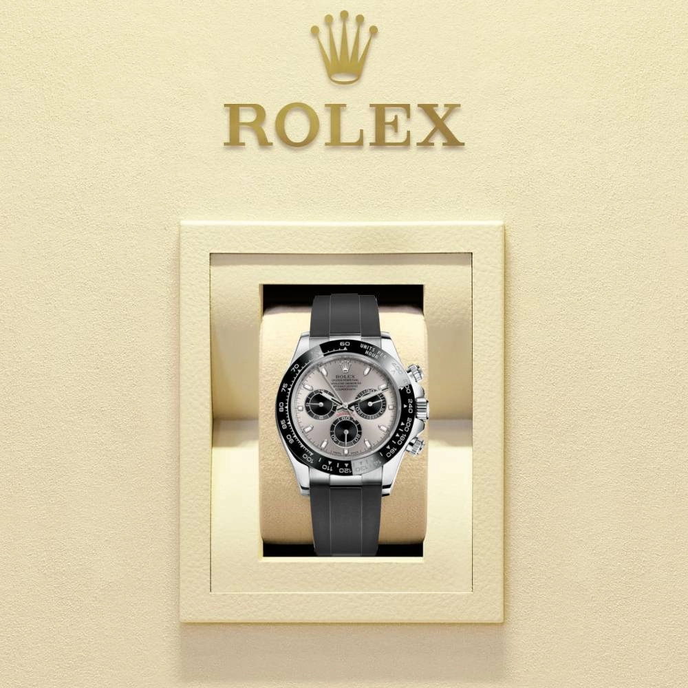 Rolex Cosmograph Daytona 40mm - Ref: 116519ln-0027 - Steel & Black Index Dial & Ceramic Bezel, 18K White Gold Case Black Oysterflex Bracelet Men's Watch