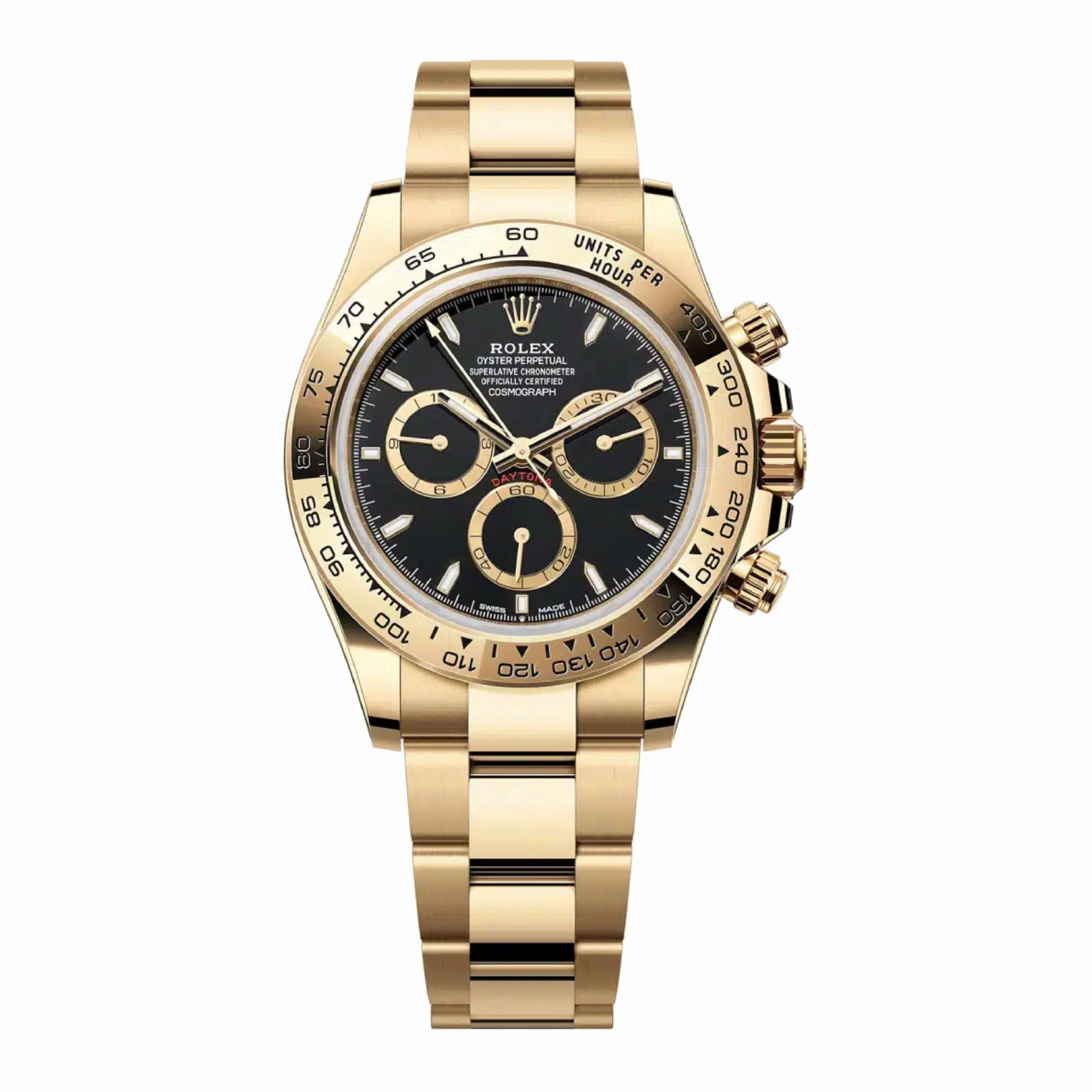 Rolex Cosmograph Daytona 40mm - Ref: 126508 - Black Index Dial, 18K Yellow Gold Oyster Bracelet Men's Watch