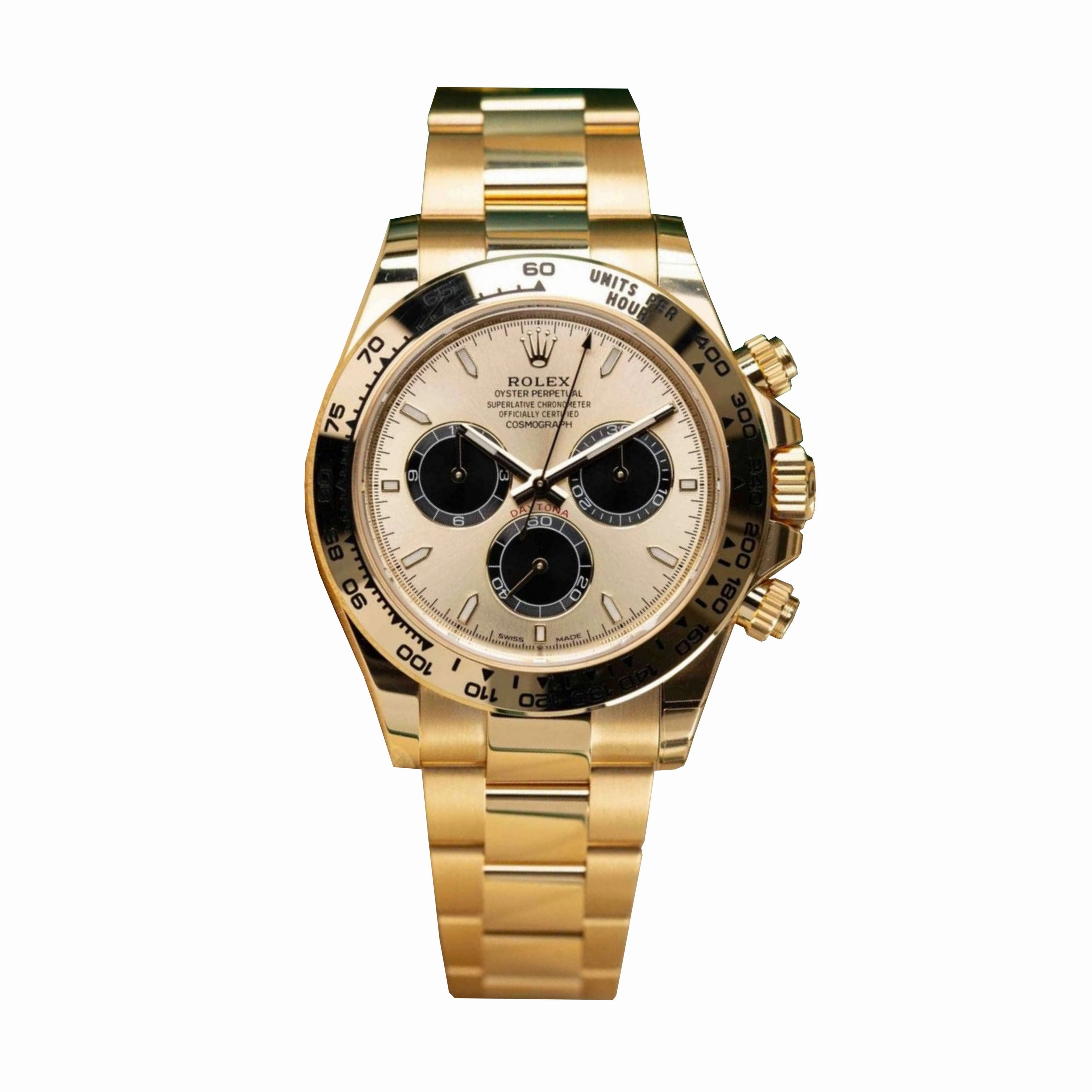 Rolex Cosmograph Daytona 40mm - Ref: 126508 - Golden & Black Index Dial, 18K Yellow Gold Oyster Bracelet Men's Watch