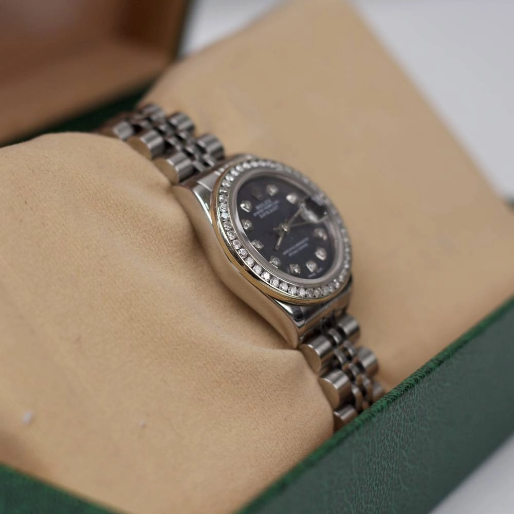 Rolex Datejust 26mm - Ref: 79160 - Black Mother-of-Pearl Diamond Dial, Stainless Steel Jubilee Bracelet Women's Watch