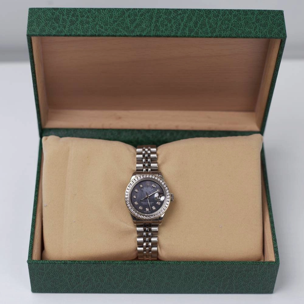 Rolex Datejust 26mm - Ref: 79160 - Black Mother-of-Pearl Diamond Dial, Stainless Steel Jubilee Bracelet Women's Watch