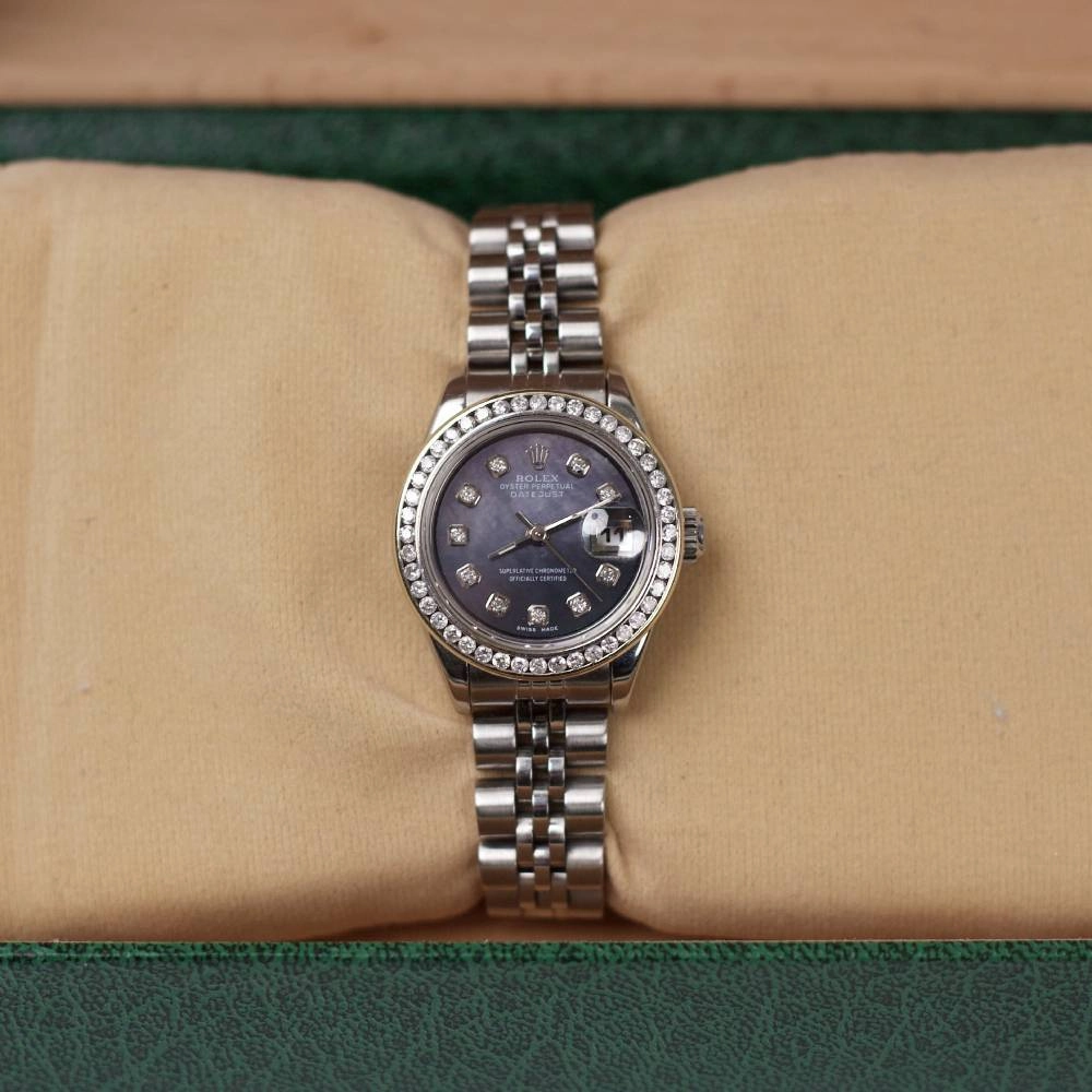 Rolex Datejust 26mm - Ref: 79160 - Black Mother-of-Pearl Diamond Dial, Stainless Steel Jubilee Bracelet Women's Watch
