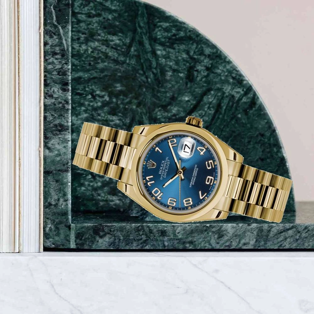 Rolex Datejust 31mm - Ref: 178248 blcap - Blue Dial, 18K Yellow Gold President Bracelet Women's Watch