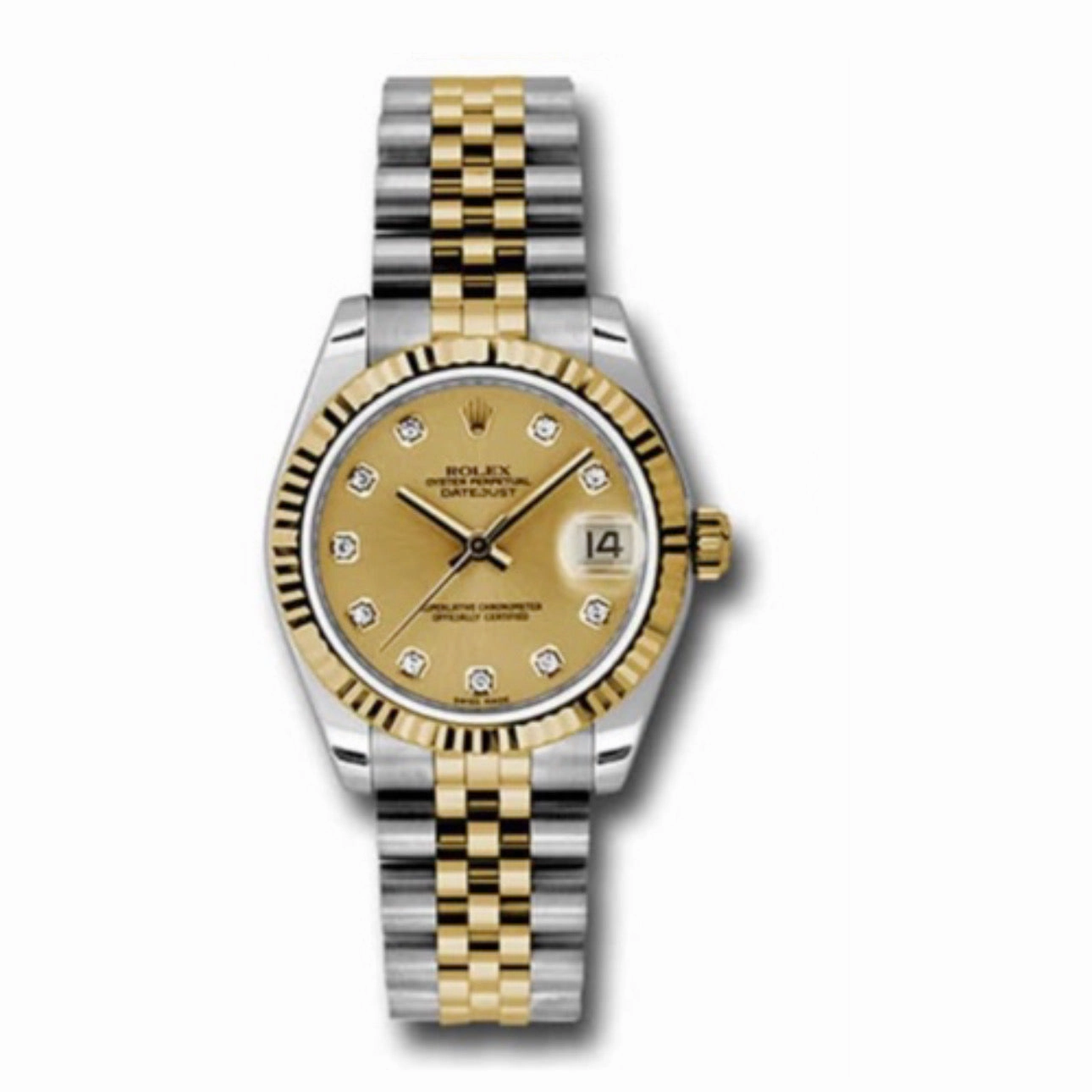 Rolex Datejust 31mm - Ref: 178273 chdj - Champagne Diamond Dial, Two Tone Stainless Steel & 18K Yellow Gold Jubilee Bracelet Women's Watch