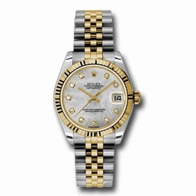 Rolex Datejust 31mm - Ref: 178273 mdj - White Mother of Pearl Diamond Dial, Two Tone Stainless Steel & 18K Yellow Gold Jubilee Bracelet Women's Watch