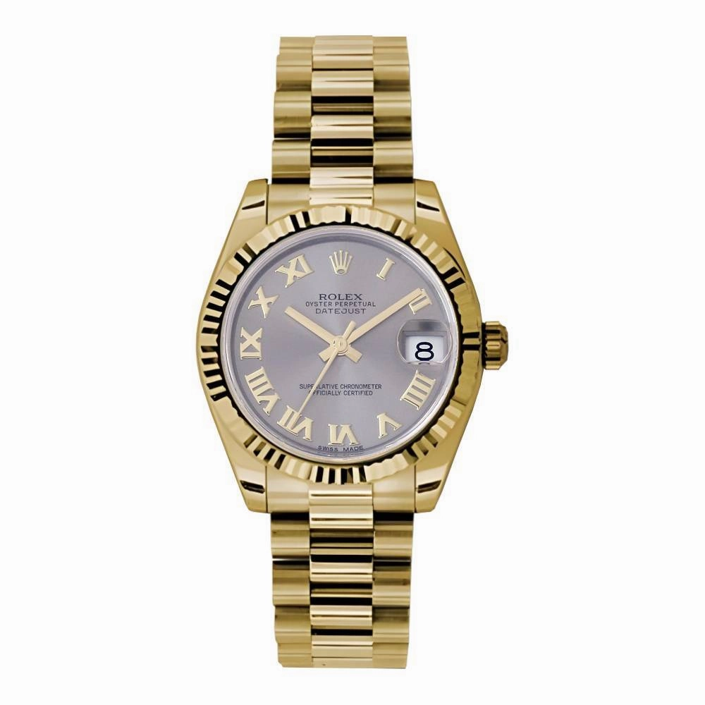 Rolex Datejust 31mm - Ref: 178278 grp - Grey Dial, 18K Yellow Gold President Bracelet Women's Watch