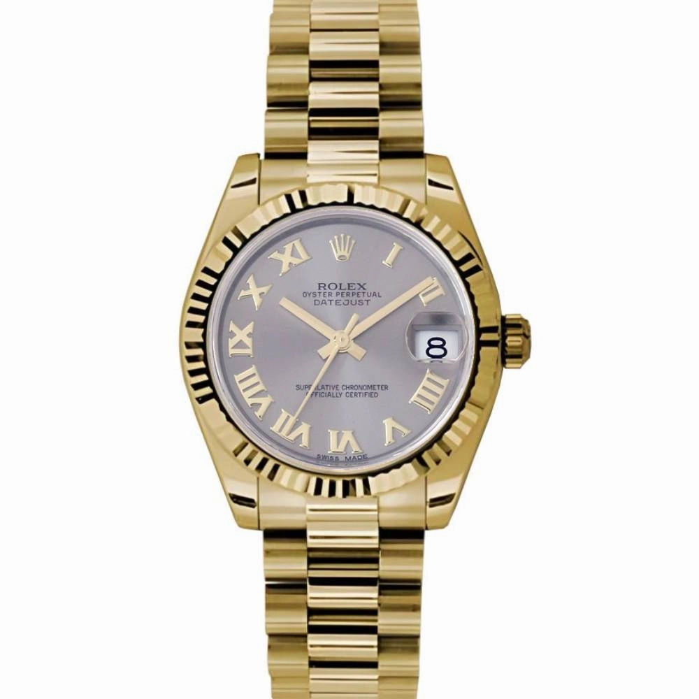 Rolex Datejust 31mm - Ref: 178278 grp - Grey Dial, 18K Yellow Gold President Bracelet Women's Watch