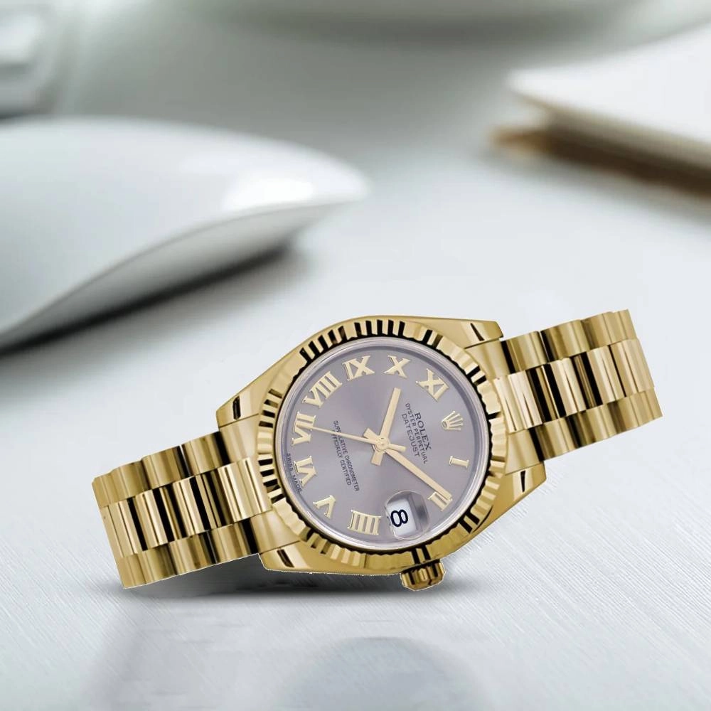 Rolex Datejust 31mm - Ref: 178278 grp - Grey Dial, 18K Yellow Gold President Bracelet Women's Watch