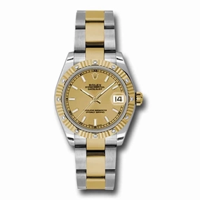 Rolex Datejust 31mm - Ref: 178313 chio - Champagne Stick Dial & Diamond Bezel, Two Tone Stainless Steel & 18K Yellow Gold Oyster Bracelet Women's Watch