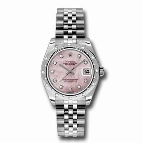 Rolex Datejust 31mm - Ref: 178344-0018 - Pink Mother of Pearl Dial & Diamond Bezel, Stainless Steel Jubilee Bracelet Women's Watch