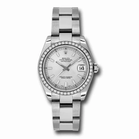 Rolex Datejust 31mm - Ref: 178384-0043 - Silver Dial & Diamond Bezel, Stainless Steel Oyster Bracelet Women's Watch