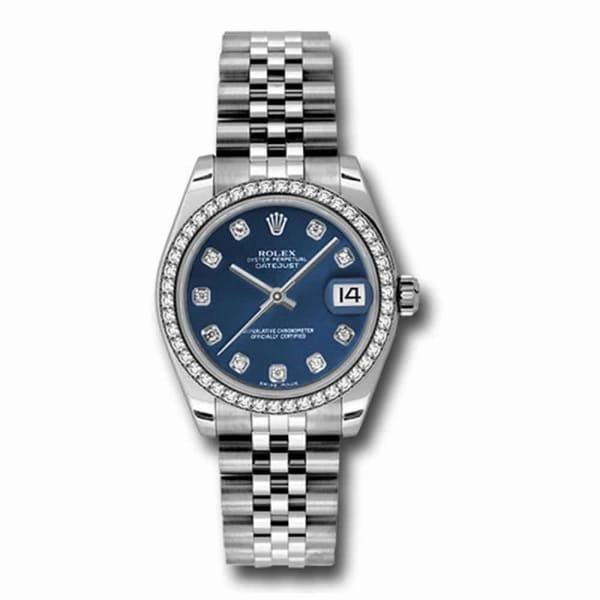 Rolex Datejust 31mm - Ref: 178384-0046 - Blue Dial & Diamond Bezel, Stainless Steel Jubilee Bracelet Women's Watch