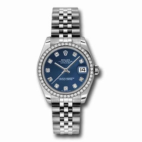 Rolex Datejust 31mm - Ref: 178384-0046 - Blue Dial & Diamond Bezel, Stainless Steel Jubilee Bracelet Women's Watch