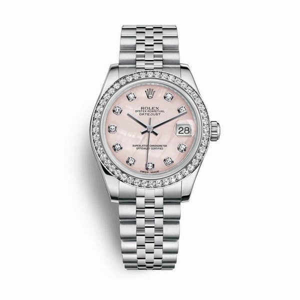Rolex Datejust 31mm - Ref: 178384-0047 - Pink Mother of Pearl Diamond Dial, Stainless Steel Jubilee Bracelet Women's Watch