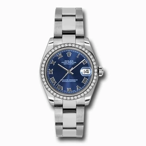 Rolex Datejust 31mm - Ref: 178384-0058 - Blue Dial & Diamond Bezel, Stainless Steel Oyster Bracelet Women's Watch