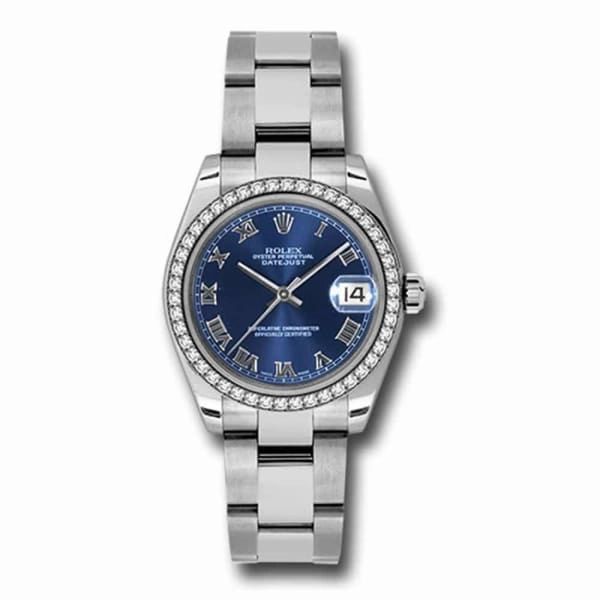 Rolex Datejust 31mm - Ref: 178384-0058 - Blue Dial & Diamond Bezel, Stainless Steel Oyster Bracelet Women's Watch