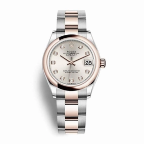 Rolex Datejust 31mm - Ref: 278241-0015 - Silver Diamond Dial, Two Tone Stainless Steel & 18K Rose Gold Oyster Bracelet Women's Watch