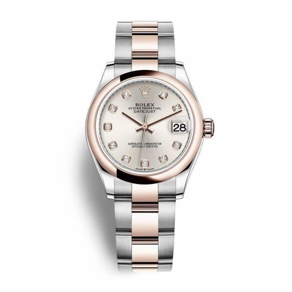 Rolex Datejust 31mm - Ref: 278241-0015 - Silver Diamond Dial, Two Tone Stainless Steel & 18K Rose Gold Oyster Bracelet Women's Watch