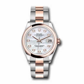 Rolex Datejust 31mm - Ref: 278241 mdo - White Mother of Pearl Diamond Dial, Two Tone Stainless Steel & 18K Rose Gold Oyster Bracelet Women's Watch