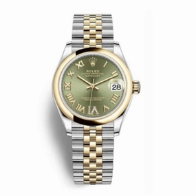 Rolex Datejust 31mm - Ref: 278243-0016 - Green Roman Diamond Dial, Two Tone Stainless Steel & 18K Yellow Gold Jubilee  Bracelet Women's Watch