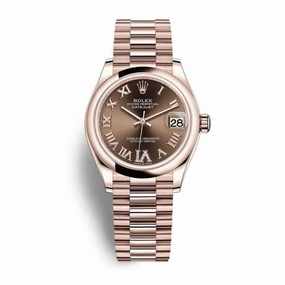 Rolex Datejust 31mm - Ref: 278245-0024 - Chocolate Dial, 18K Rose Gold President Bracelet Women's Watch