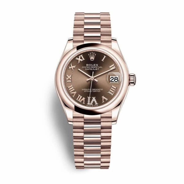 Rolex Datejust 31mm - Ref: 278245-0024 - Chocolate Dial, 18K Rose Gold President Bracelet Women's Watch