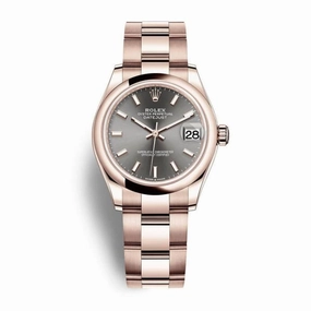Rolex Datejust 31mm - Ref: 278245-0025 - Rhodium Grey Dial, 18K Rose Gold Oyster Bracelet Women's Watch