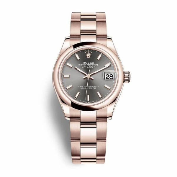 Rolex Datejust 31mm - Ref: 278245-0025 - Rhodium Grey Dial, 18K Rose Gold Oyster Bracelet Women's Watch