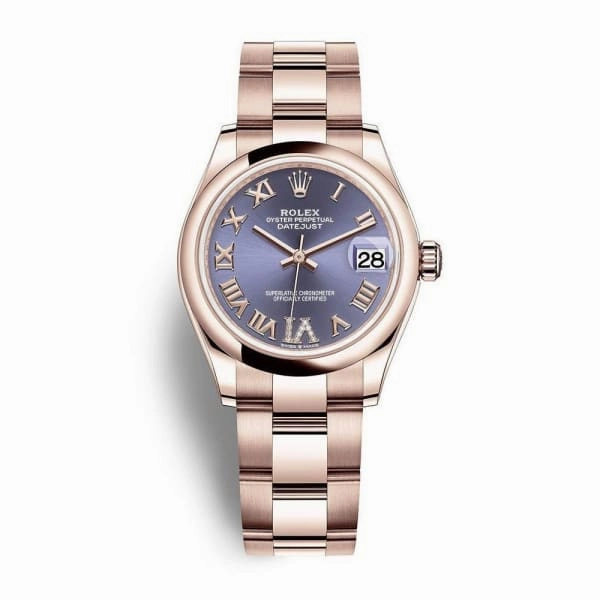 Rolex Datejust 31mm - Ref: 278245-0027 - Aubergine Purple Dial, 18K Rose Gold Oyster Bracelet Women's Watch