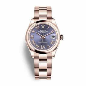 Rolex Datejust 31mm - Ref: 278245-0027 - Aubergine Purple Dial, 18K Rose Gold Oyster Bracelet Women's Watch