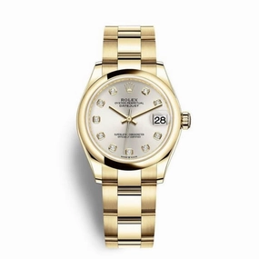 Rolex Datejust 31mm - Ref: 278248-0033 - Silver Dial, 18K Yellow Gold Oyster Bracelet Women's Watch