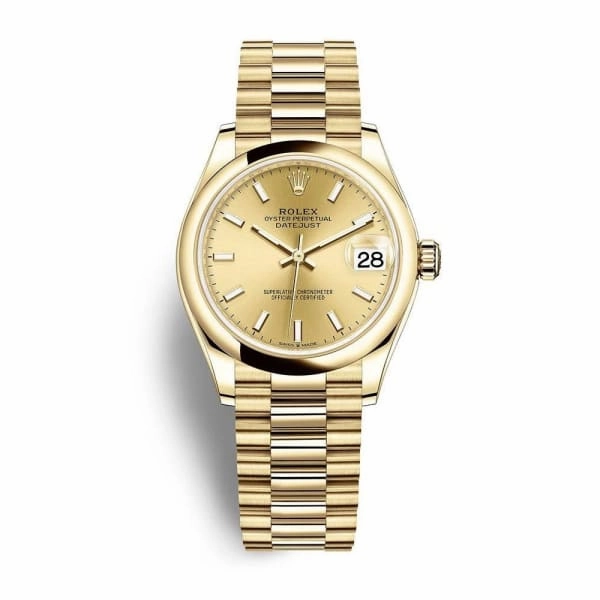 Rolex Datejust 31mm - Ref: 278248-0040 - Champagne Dial, 18K Yellow Gold Presidential Bracelet Women's Watch