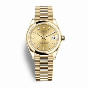 Rolex Datejust 31mm - Ref: 278248-0040 - Champagne Dial, 18K Yellow Gold Presidential Bracelet Women's Watch