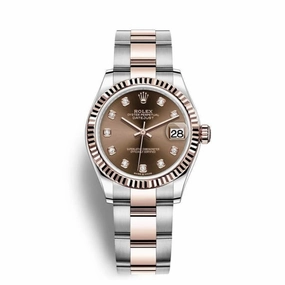 Rolex Datejust 31mm - Ref: 278271-0027 - Chocolate Diamond Dial, Two Tone Stainless Steel & 18K Rose Gold Oyster Bracelet Women's Watch