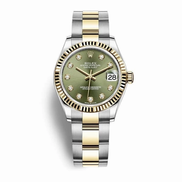 Rolex Datejust 31mm - Ref: 278273-0029 - Olive Green Diamond Dial, Two Tone Stainless Steel & 18K Yellow Gold Oyster Bracelet Women's Watch