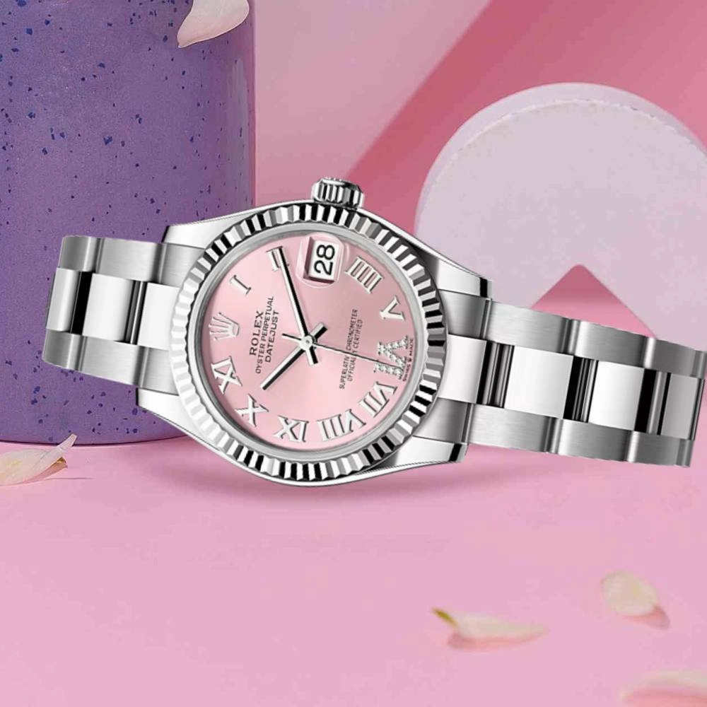 Rolex Datejust 31mm - Ref: 278274-0023 - Pink Roman Diamond Dial, Stainless Steel Oyster Bracelet Women's Watch