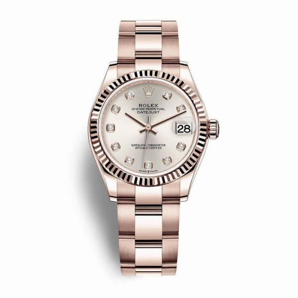 Rolex Datejust 31mm - Ref: 278275-0038 - Silver Diamond Dial, 18K Rose Gold Oyster Bracelet Women's Watch