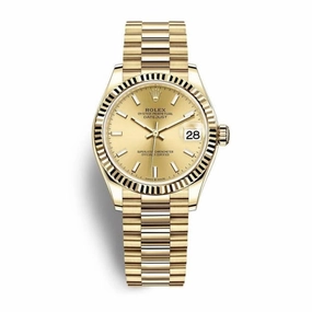Rolex Datejust 31mm - Ref: 278278-0040 - Champagne Dial, 18K Yellow Gold President Bracelet Women's Watch