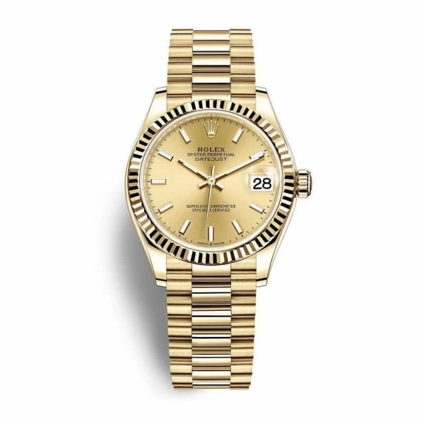 Rolex Datejust 31mm - Ref: 278278-0040 - Champagne Dial, 18K Yellow Gold President Bracelet Women's Watch