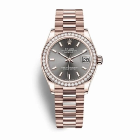 Rolex Datejust 31mm - Ref: 278285rbr-0021 - Slate Dark Grey Stick Dial, 18K Rose Gold President Bracelet Women's Watch