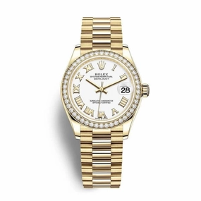 Rolex Datejust 31mm - Ref: 278288rbr-0009 - White Dial, 18K Yellow Gold President Bracelet Women's Watch