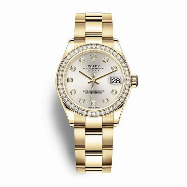 Rolex Datejust 31mm - Ref: 278288rbr-0027 - Silver Dial, 18K Yellow Gold President Bracelet Women's Watch